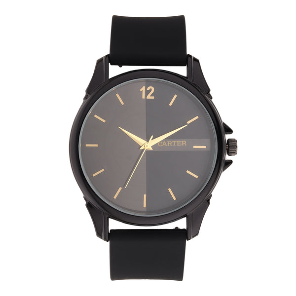 Sandy D Carter Silicon Black Analogue Round Watches for Men_SDC24-99-BK