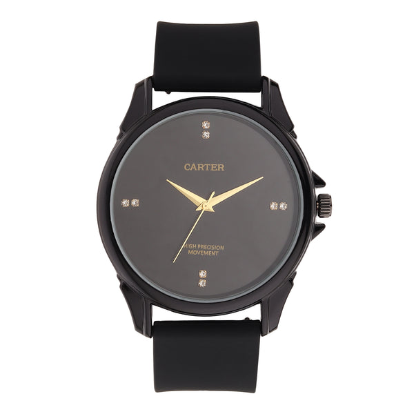 Sandy D Carter Silicon Black Analogue Round Watches for Men_SDC24-97-BK