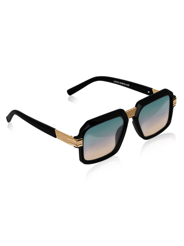 Celebrity Black Polycarbonate Frame With Grey UV Protected Lens Browline Sunglasses for Unisex_LH131-BK