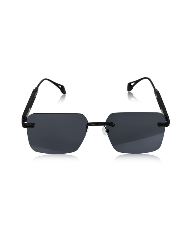 Celebrity Black Plastic and Metal Frame With Black UV Protected Lens Browline Sunglasses for Unisex_2661-BK