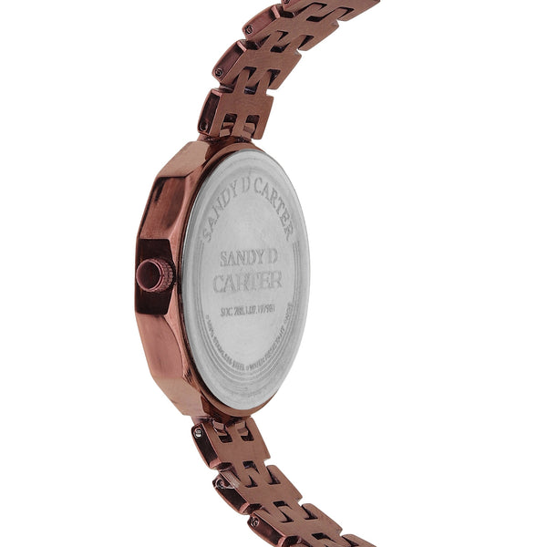 Sandy D Carter Metal White Analogue Round Watches for Women_SDC24-32-WH