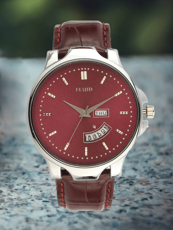 FLUID Red Leather Strap Watches For Men FL23-778G-RD01