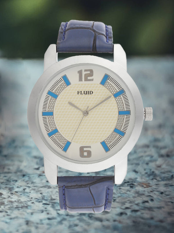FLUID White Leather Strap Watches For Men FL23-742G-WH01