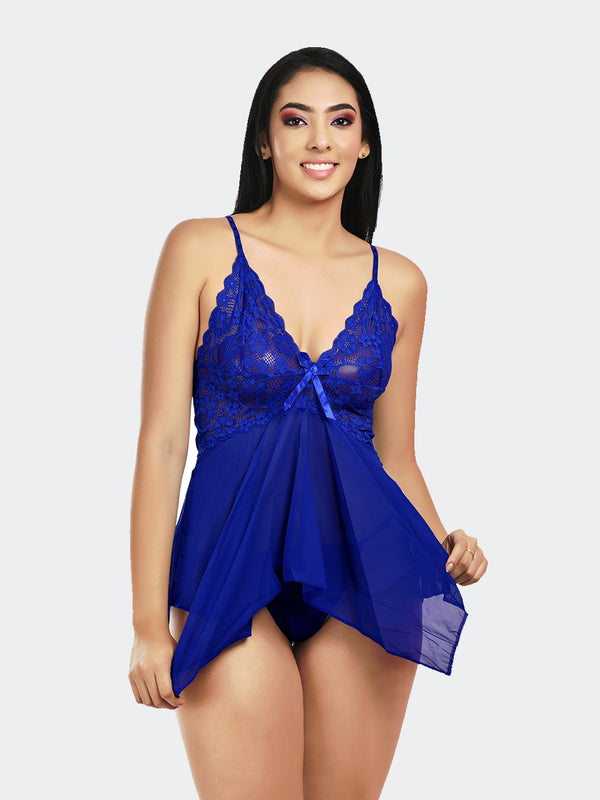 Fleurt Royal Blue Power Net Honey Moon Dress Dress for Women HOBF-138-R.BL