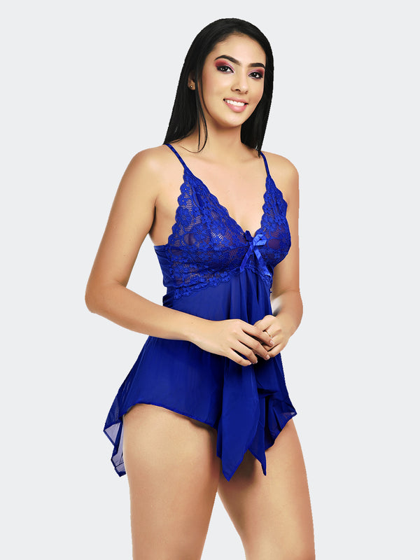 Fleurt Royal Blue Power Net Honey Moon Dress Dress for Women HOBF-138-R.BL
