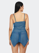 Fleurt Blue Power Net Honey Moon Dress Dress for Women HOBF-138-BL