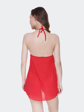 Fleurt Red Power Net Co-Ord Set Babydoll Dress for Women HOBF-BD-0341-RD
