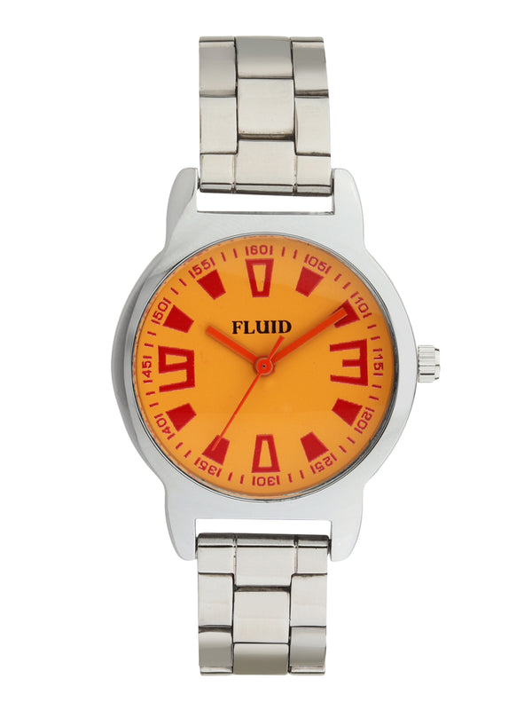 Fluid  Yellow Round Stainless Steel Analog Watches for Women FLWatch24-0021-YL