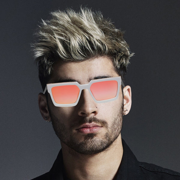 Celebrity White Plastic Frame With Orange UV Protected Lens Rectangular Sunglasses for Men & Women_EDDY-06