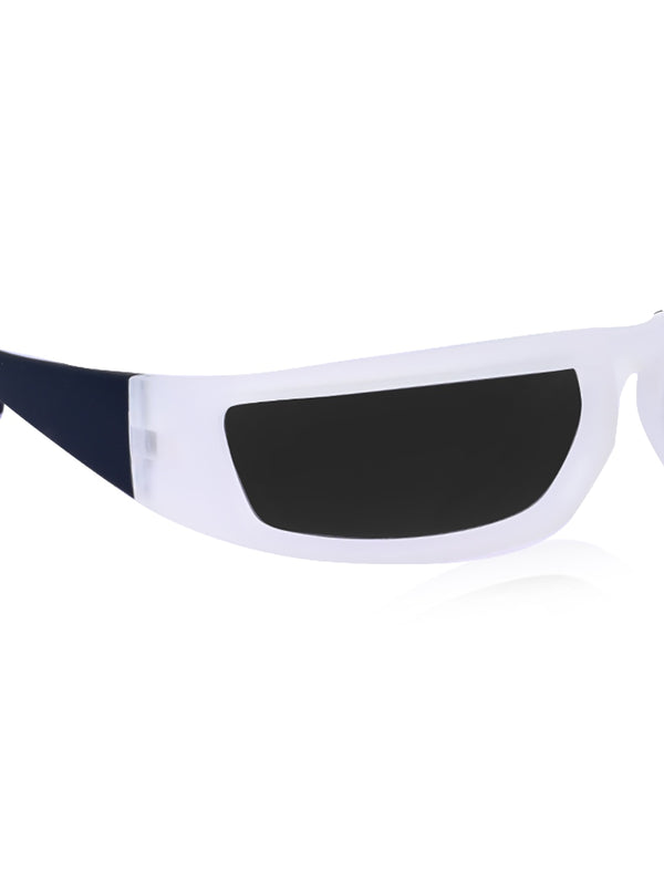 Celebrity Full Rim White Plastic Frame With Black UV Protected Lens Sports Sunglasses for Men & Women_5913-WH