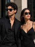 Edge Collection Black Geometric One Size Plastic Adults-Unisex UV Sunglasses-ED204BK