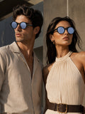 Edge Collection Black Round One Size Plastic Adults-Unisex UV Sunglasses-ED191BK