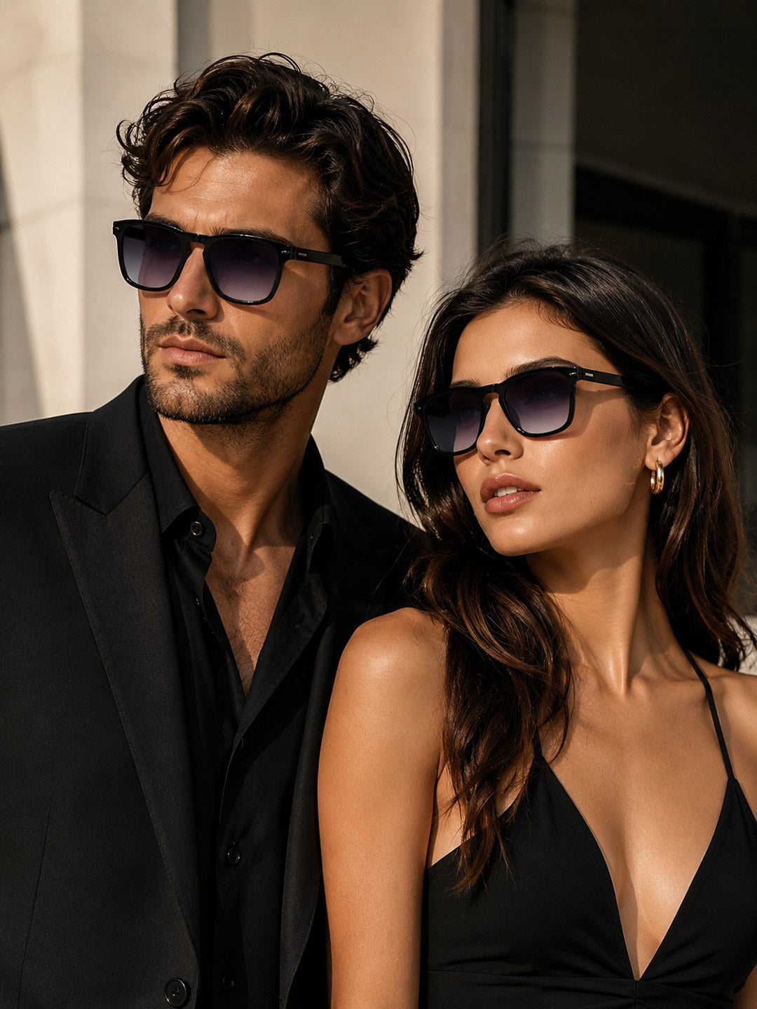 Edge Collection Black Square One Size Plastic Adults-Unisex UV Sunglasses-ED192BK