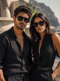 Edge Collection Black Aviator One Size Plastic Adults-Unisex UV Sunglasses-ED195BK