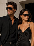 Edge Collection Black Square One Size Plastic Adults-Unisex UV Sunglasses-ED194BK