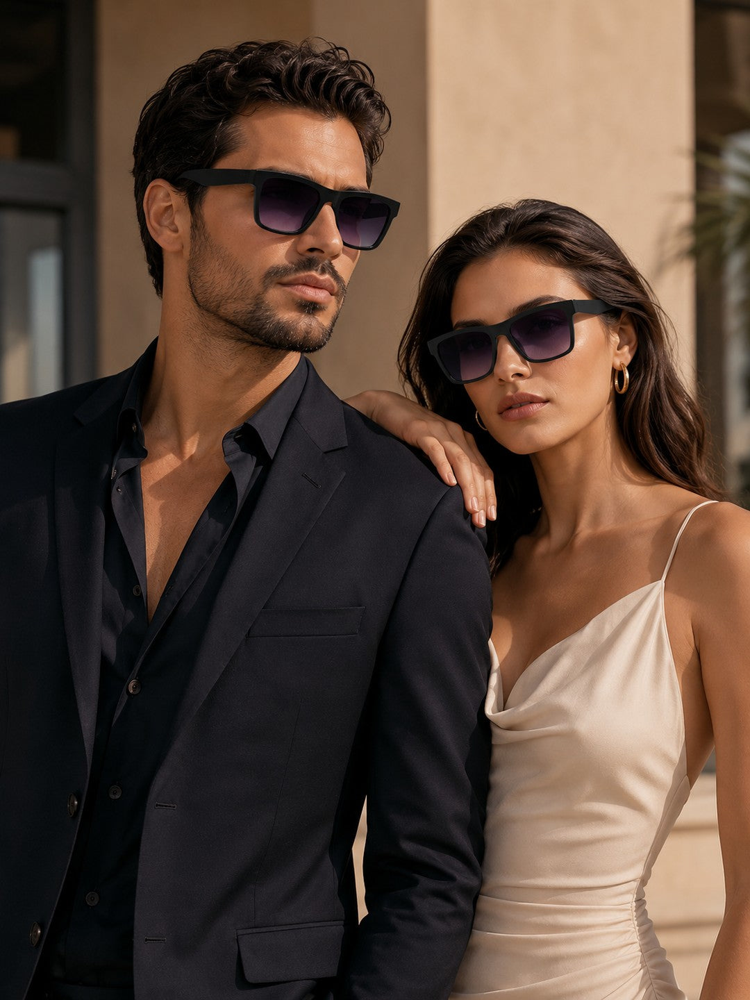 Edge Collection Black Square One Size Plastic Adults-Unisex UV Sunglasses-ED203BK