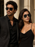 Elite Collection Black Aviator One Size Metal Adult-Unisex UV Sunglasses-EC296BK