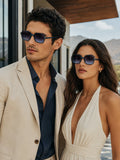 Edge Collection Blue Geometric One Size Plastic Adults-Unisex UV Sunglasses-ED180BL