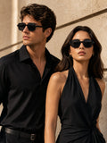 Edge Collection Black Square One Size Plastic Adults-Unisex UV Sunglasses-ED185BK