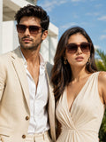Edge Collection Brown Square One Size Plastic Adults-Unisex UV Sunglasses-ED187BK