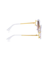 Celebrity White Plastic and Metal Frame With Brown UV Protected Lens Browline Sunglasses for Women_315-WH