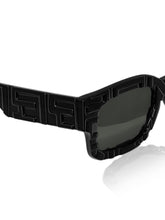 Celebrity Black Polycarbonate Frame With Black UV Protected Lens Browline Sunglasses for Unisex_LH103-BK