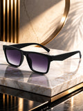 Edge Collection Black Square One Size Plastic Adults-Unisex UV Sunglasses-ED203BK