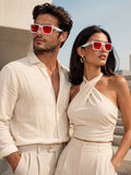 Prime Red Rectangle One Size Plastic UV Sunglasses-OL131RD