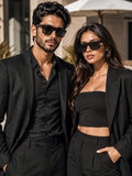 Edge Collection Black Shield One Size Plastic Adults-Unisex UV Sunglasses-ED196BK