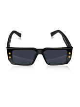 Celebrity Black Polycarbonate Frame With Black UV Protected Lens Browline Sunglasses for Unisex_037-BK