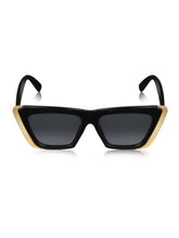 Celebrity Black Polycarbonate Frame With Black UV Protected Lens Browline Sunglasses for Women_442-BK