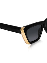 Celebrity Black Polycarbonate Frame With Black UV Protected Lens Browline Sunglasses for Women_442-BK