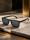 Edge Collection Black Square One Size Plastic Adults-Unisex UV Sunglasses-ED184BK