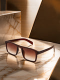 Edge Collection Brown Square One Size Plastic Adults-Unisex UV Sunglasses-ED187BK