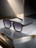 Edge Collection Black Square One Size Plastic Adults-Unisex UV Sunglasses-ED192BK