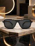 Edge Collection Black Geometric One Size Plastic Adults-Unisex UV Sunglasses-ED175BK
