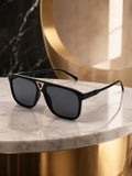 Edge Collection Black Square One Size Plastic Adults-Unisex UV Sunglasses-ED179BK