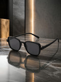 Edge Collection Black Square One Size Plastic Adults-Unisex UV Sunglasses-ED185BK