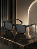 Edge Collection Black Square One Size Plastic Adults-Unisex UV Sunglasses-ED176BK