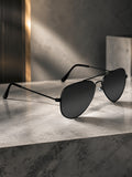 Elite Collection Black Aviator One Size Metal Adult-Unisex UV Sunglasses-EC296BK