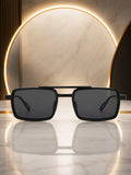Edge Collection Black Rectangular One Size Plastic Adults-Unisex UV Sunglasses-ED178BK