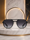 Edge Collection Black Aviator One Size Plastic Adults-Unisex UV Sunglasses-ED197BK