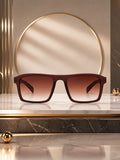 Edge Collection Brown Square One Size Plastic Adults-Unisex UV Sunglasses-ED187BK