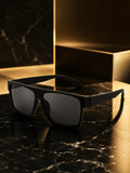 Edge Collection Black Rectangular One Size Plastic Adults-Unisex UV Sunglasses-ED202BK