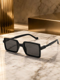 Edge Collection Black Geometric One Size Plastic Adults-Unisex UV Sunglasses-ED204BK