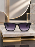 Edge Collection Black Square One Size Plastic Adults-Unisex UV Sunglasses-ED203BK