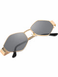 Elite Collection Grey Geometric One Size Metal Adult-Unisex UV Sunglasses-EC301GY
