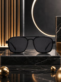 Edge Collection Black Aviator One Size Plastic Adults-Unisex UV Sunglasses-ED195BK