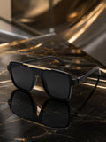 Edge Collection Black Geometric One Size Plastic Adults-Unisex UV Sunglasses-ED175BK