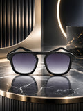 Edge Collection Black Square One Size Plastic Adults-Unisex UV Sunglasses-ED192BK